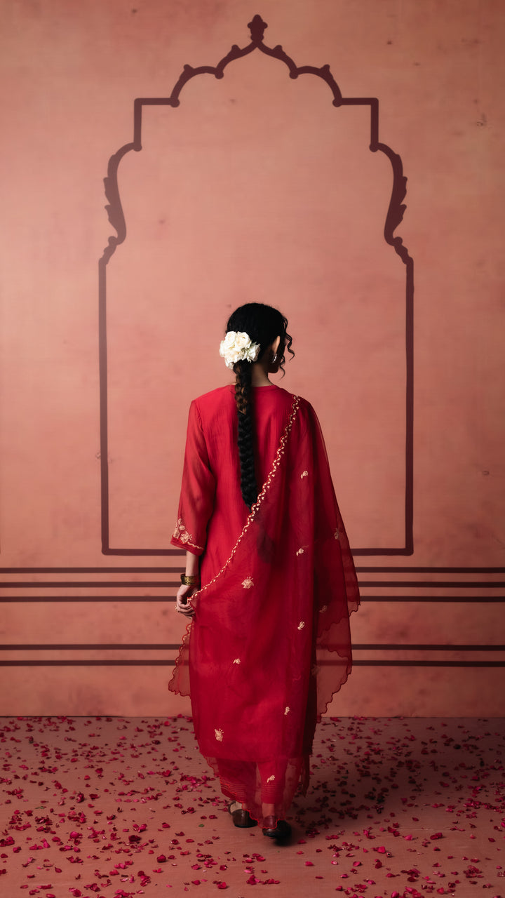 Niva Kurta Set (Red)