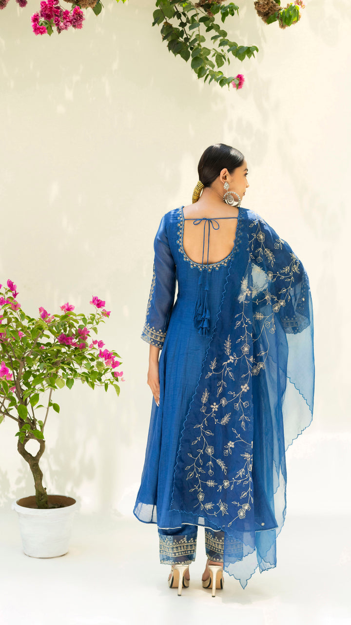 Dastak Anarkali Set (Sapphire Blue)