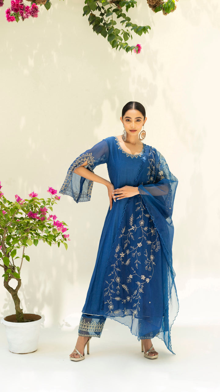 Dastak Anarkali Set (Sapphire Blue)