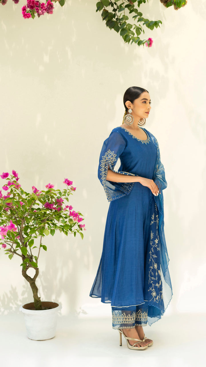 Dastak Anarkali Set (Sapphire Blue)