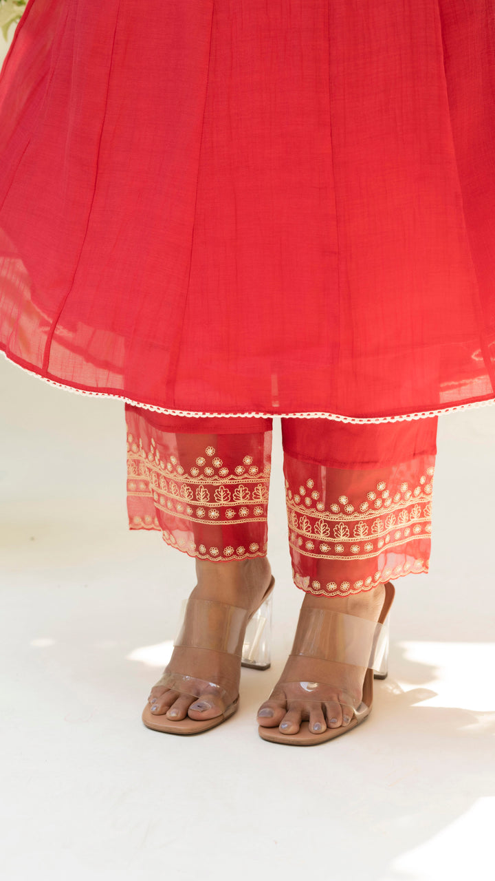 Dastak Anarkali Set (Berry Red)