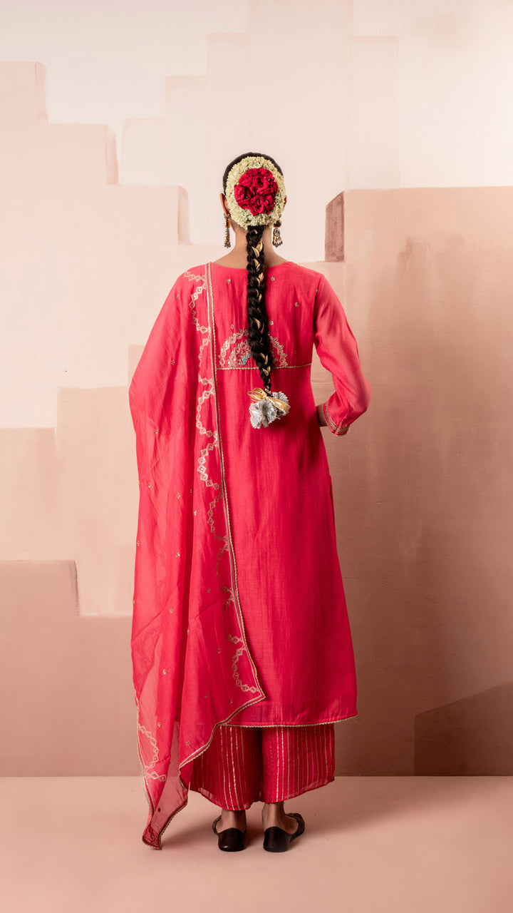 Chaand A-line Kurta Set (Pink)