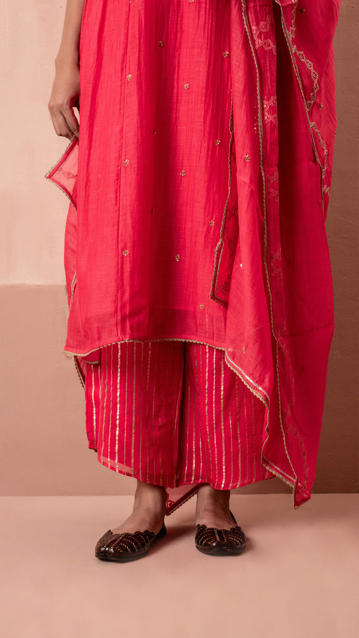 Chaand A-line Kurta Set (Pink)