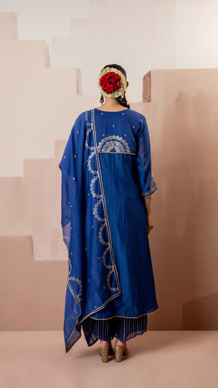 Chaand A-line Kurta Set (Blue)