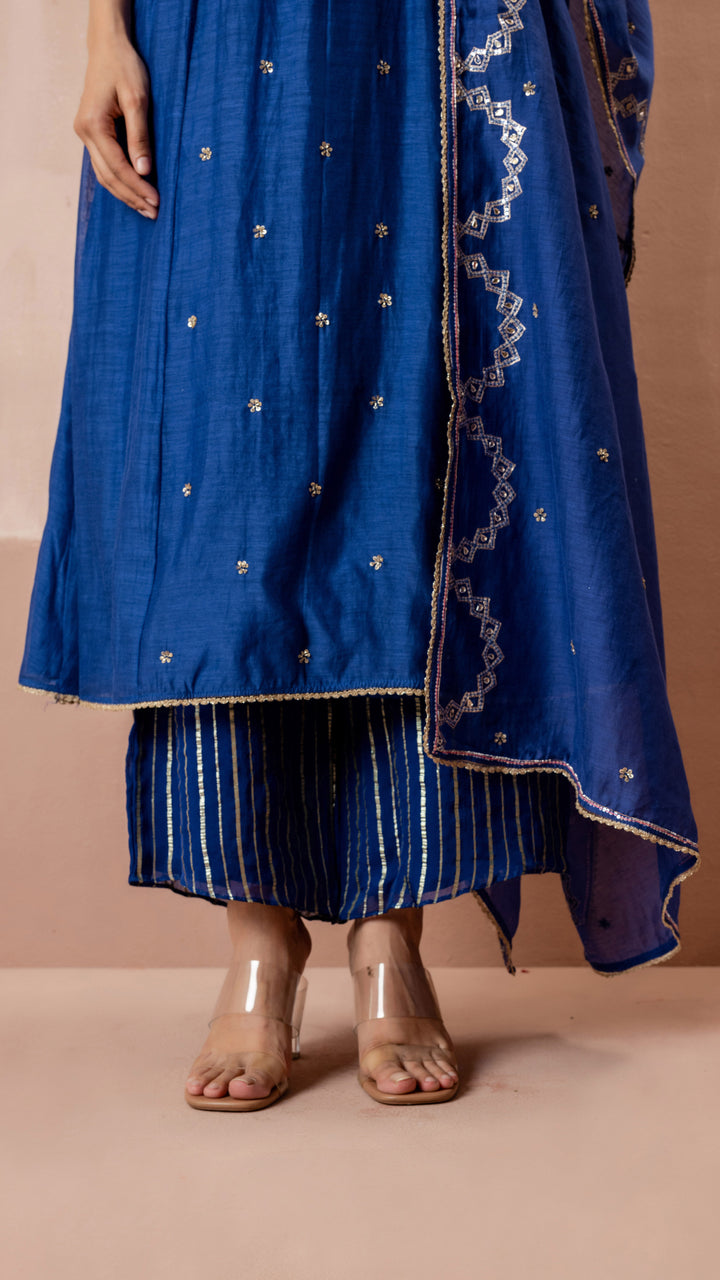 Chaand A-line Kurta Set (Blue)