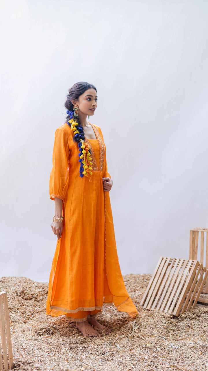 Yara A-line Kurta Set (Narangi)