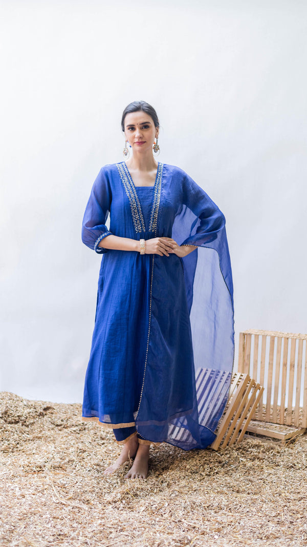 Yara A-line Kurta Set (Morpankhi)