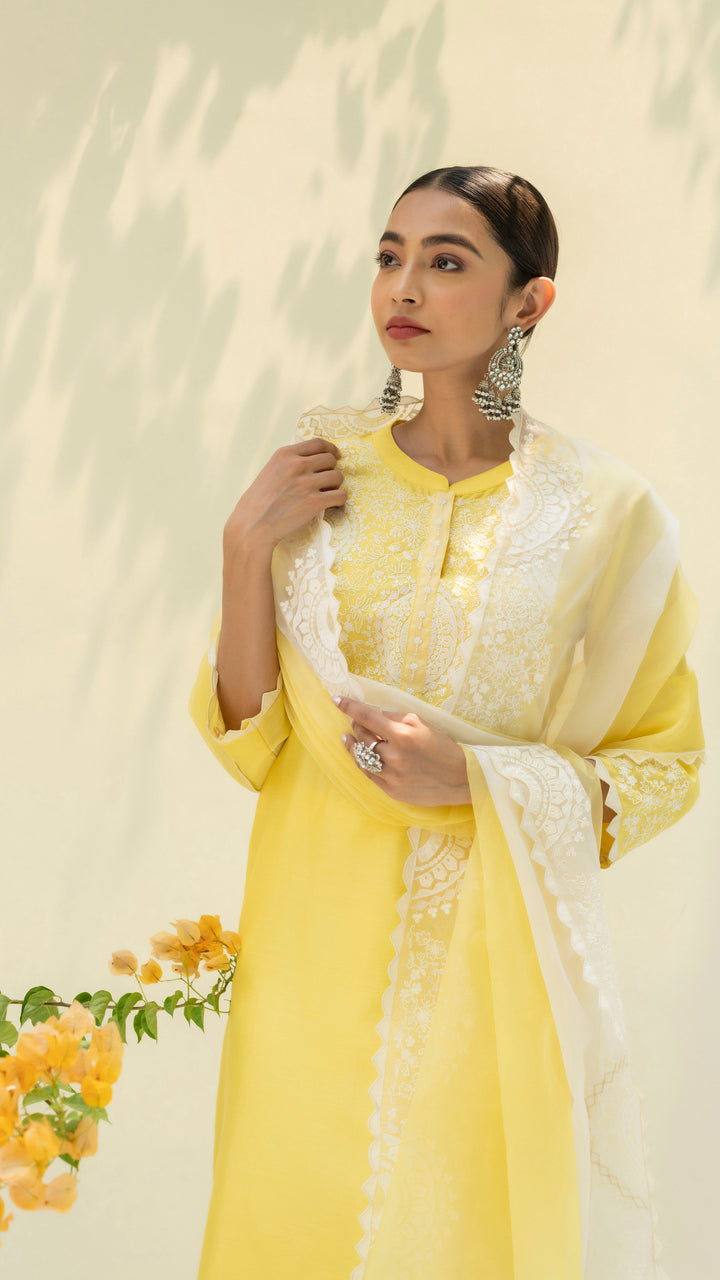 Fiza Kurta Set (Pastel Yellow)