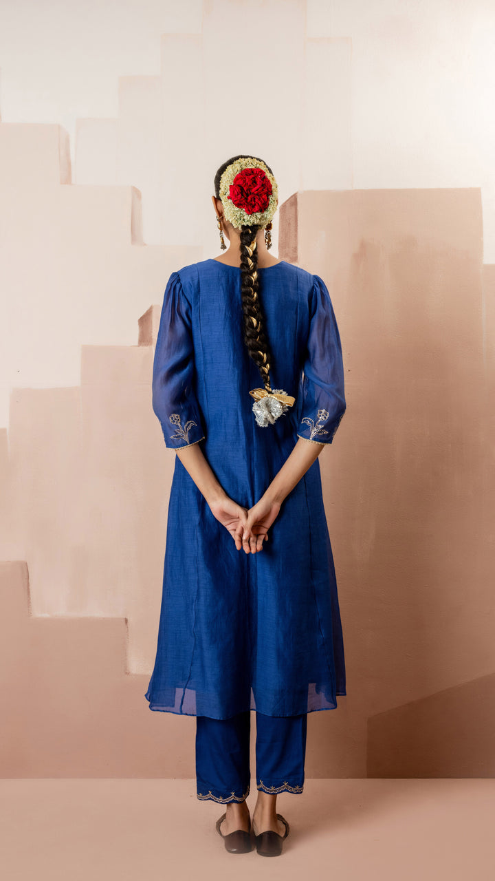 Gul A-line Kurta Set (Blue)