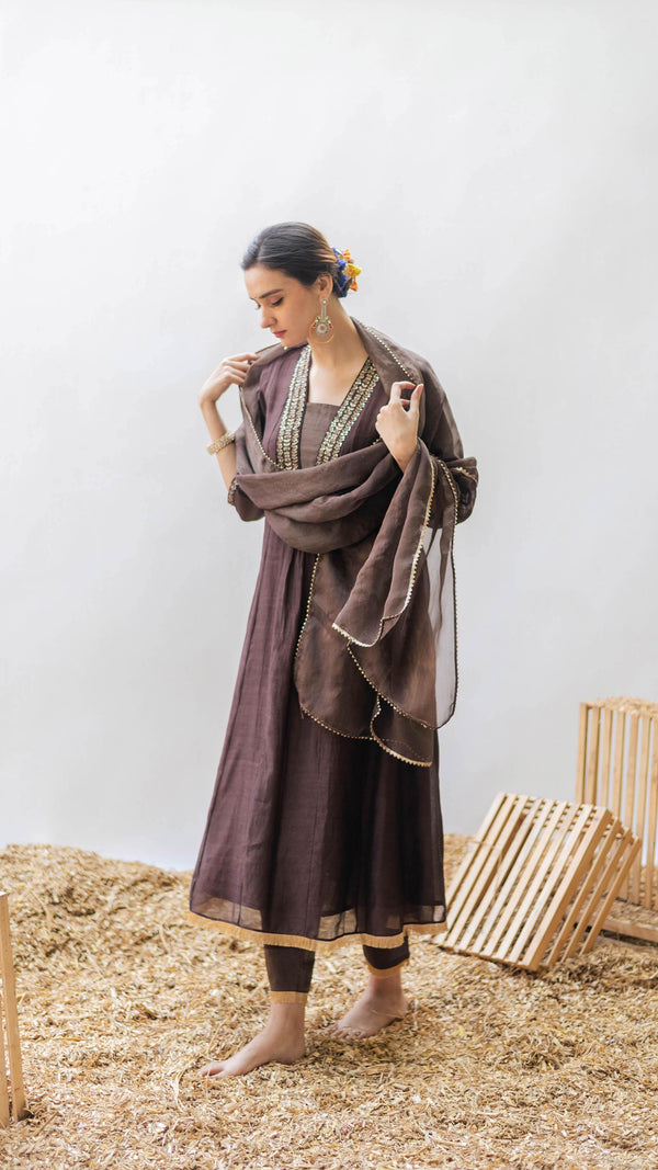 Yara A-line Kurta Set (Badami)