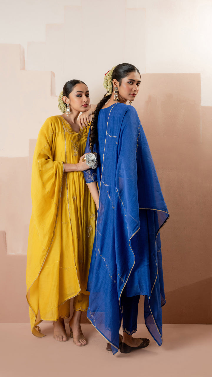 Gul A-line Kurta Set (Yellow)