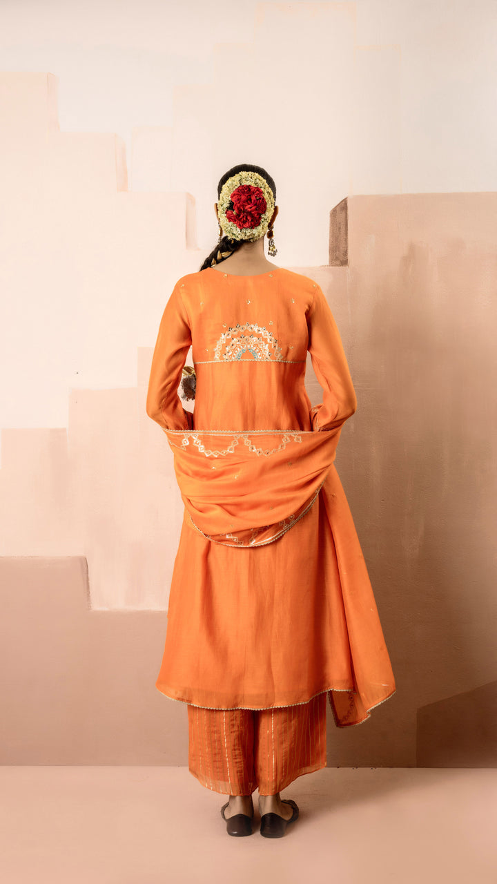 Chaand A-line Kurta Set (Orange)