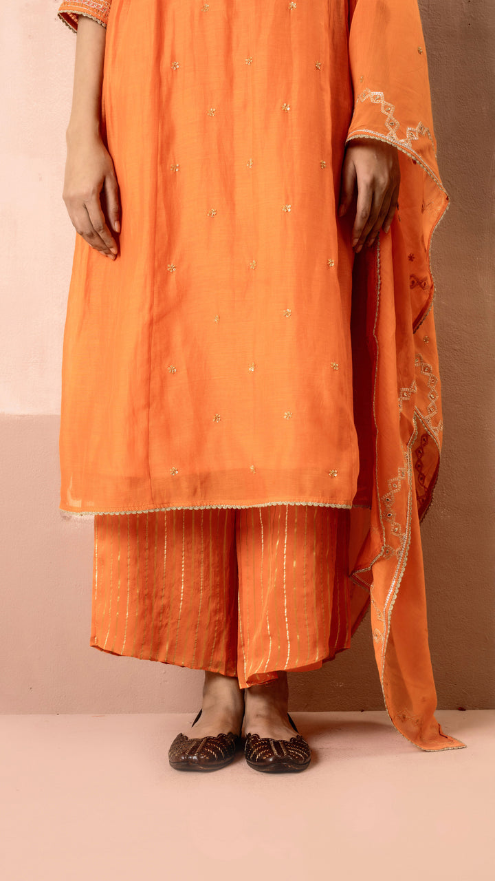 Chaand A-line Kurta Set (Orange)