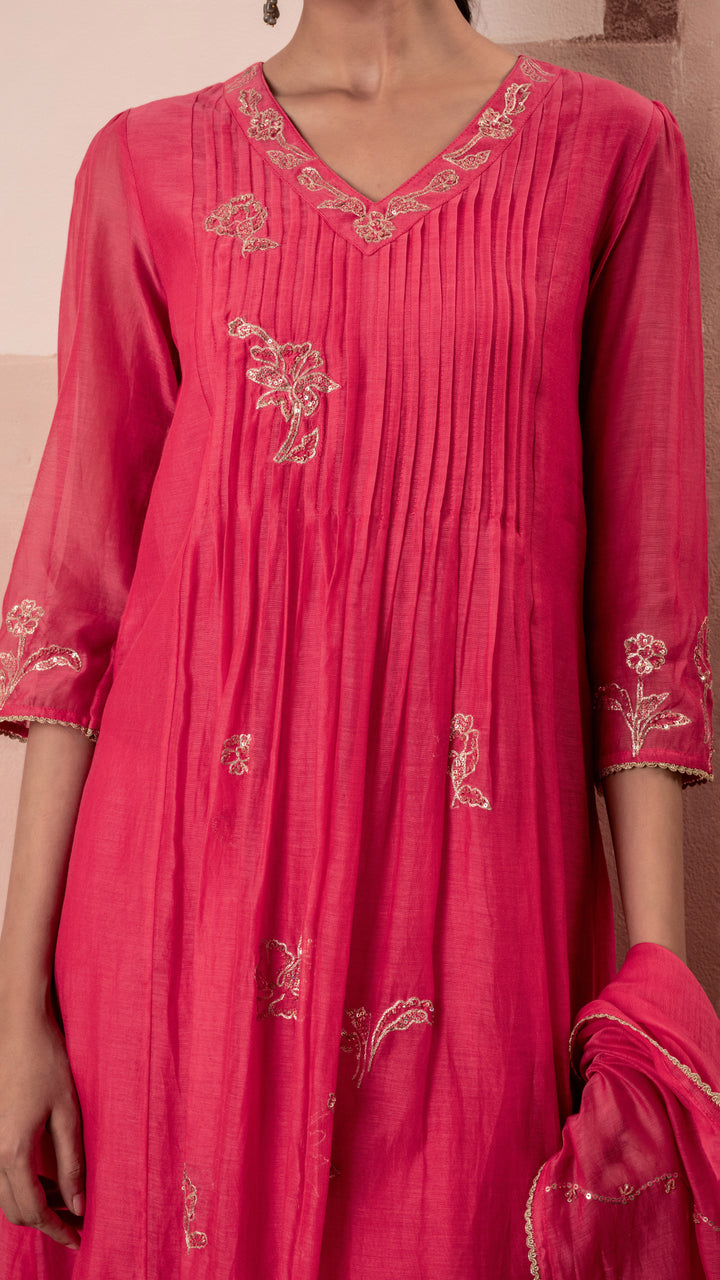 Gul A-line Kurta Set (Pink)