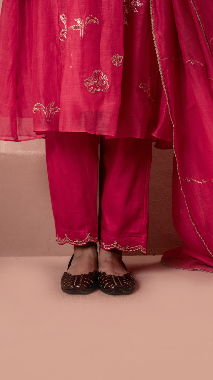 Gul A-line Kurta Set (Pink)