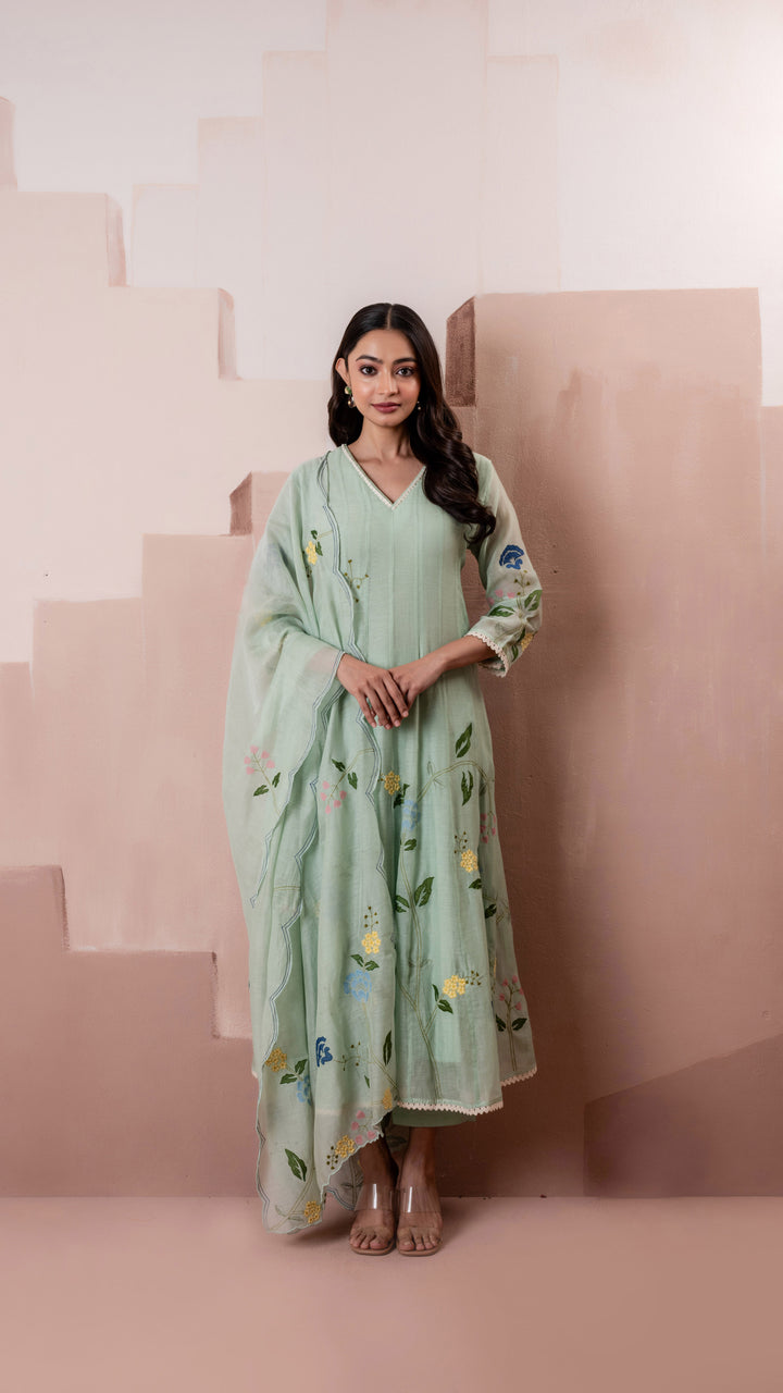 Falak Anarkali Set (Aqua)