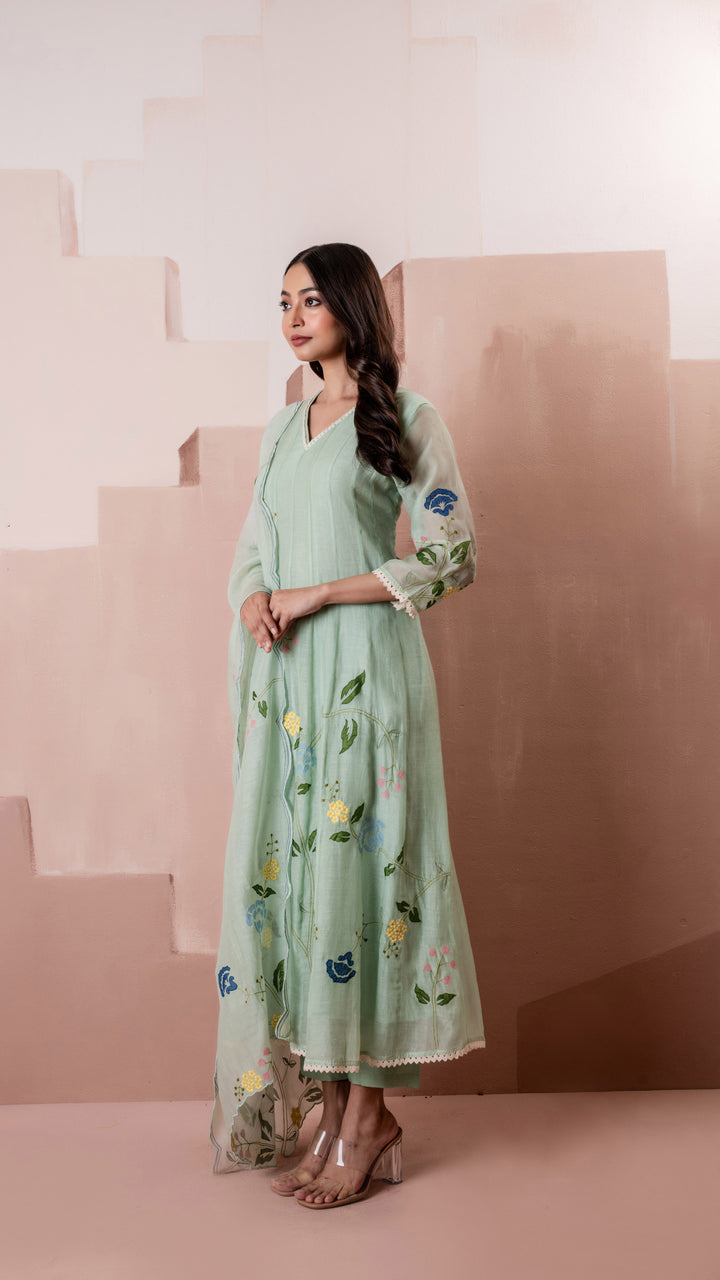 Falak Anarkali Set (Aqua)