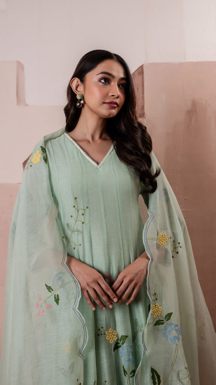 Falak Anarkali Set (Aqua)