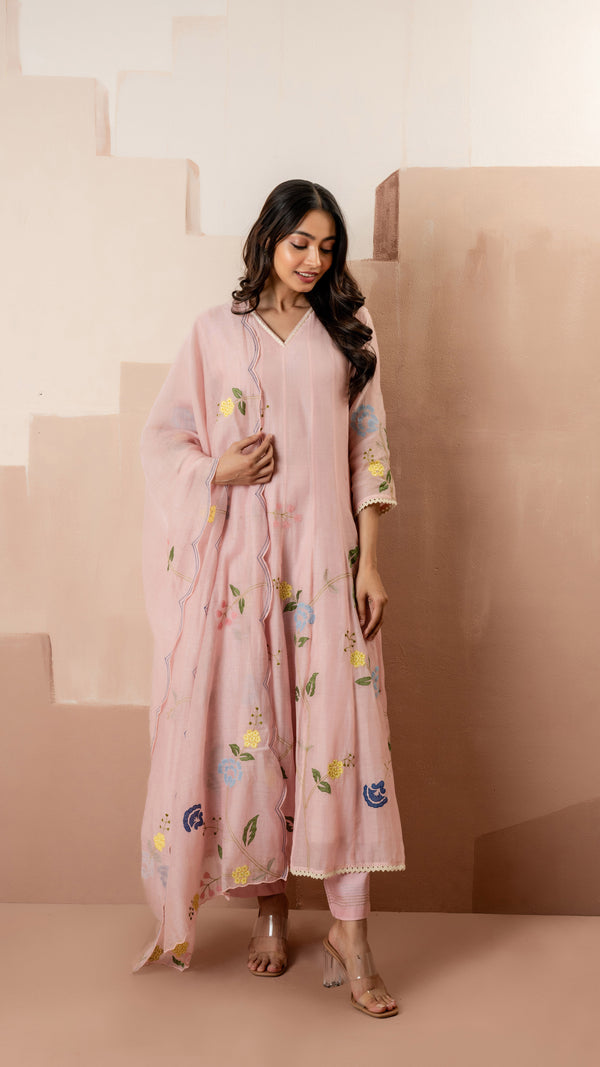 Falak Anarkali Set (Baby Pink)