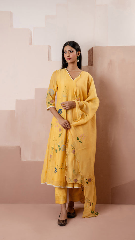 Falak Anarkali Set (Tuscany Yellow)