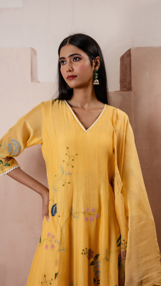 Falak Anarkali Set (Tuscany Yellow)