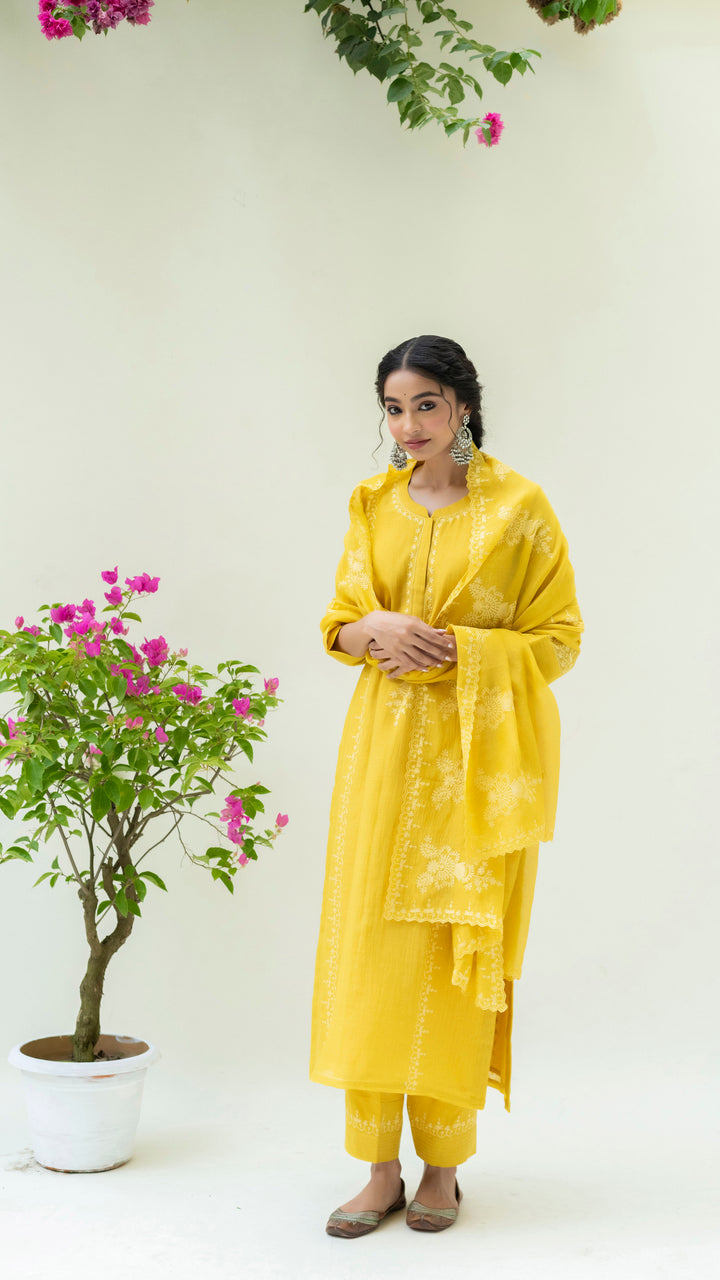 Parchhai Kurta Set (Tuscany Yellow)