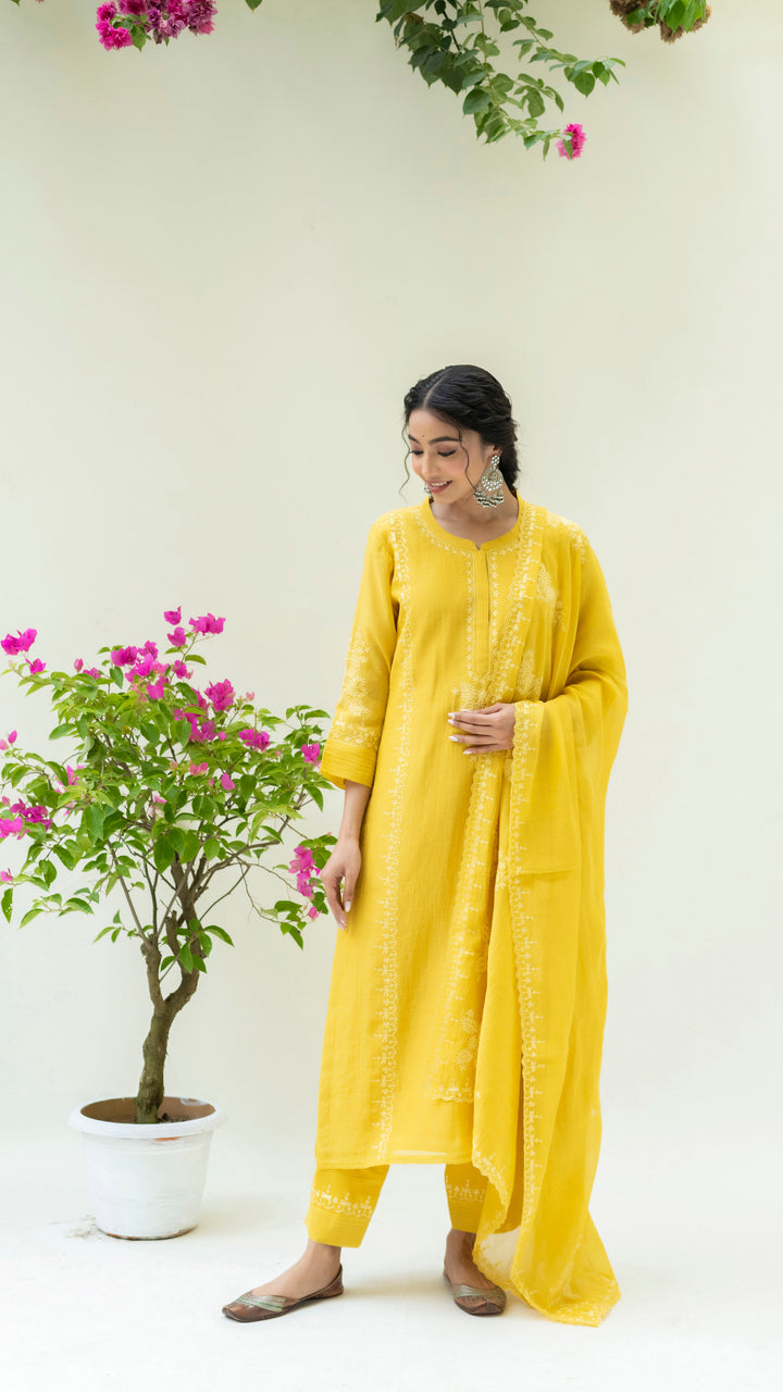 Parchhai Kurta Set (Tuscany Yellow)