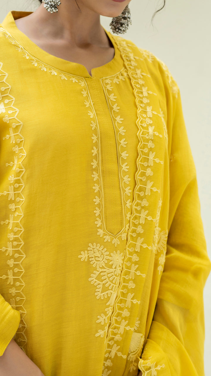 Parchhai Kurta Set (Tuscany Yellow)