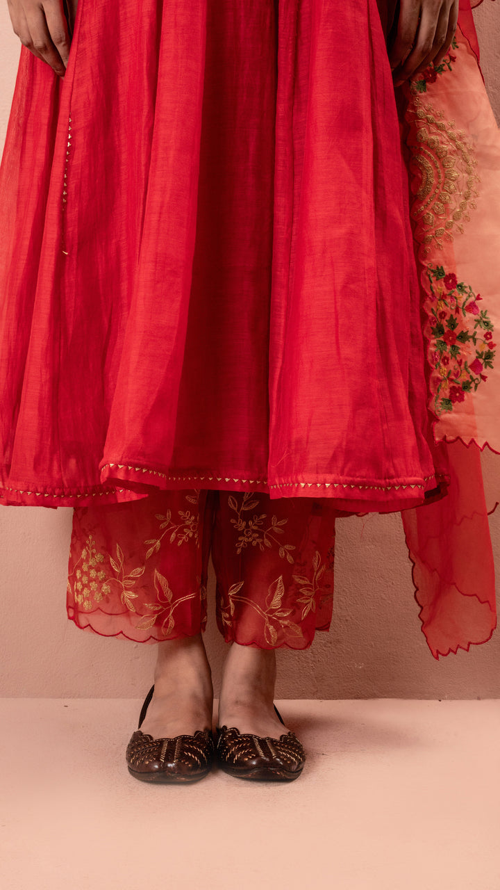 Ruhani Anarkali Set (Red)