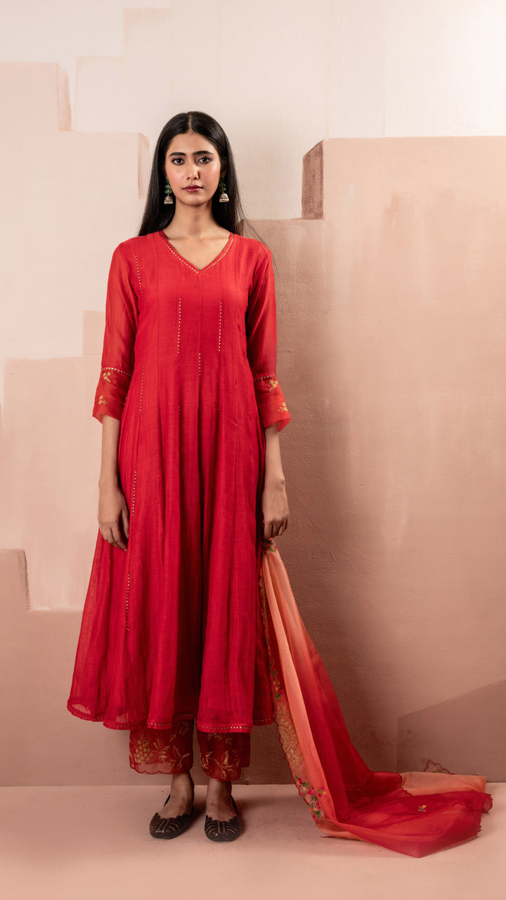 Ruhani Anarkali Set (Red)