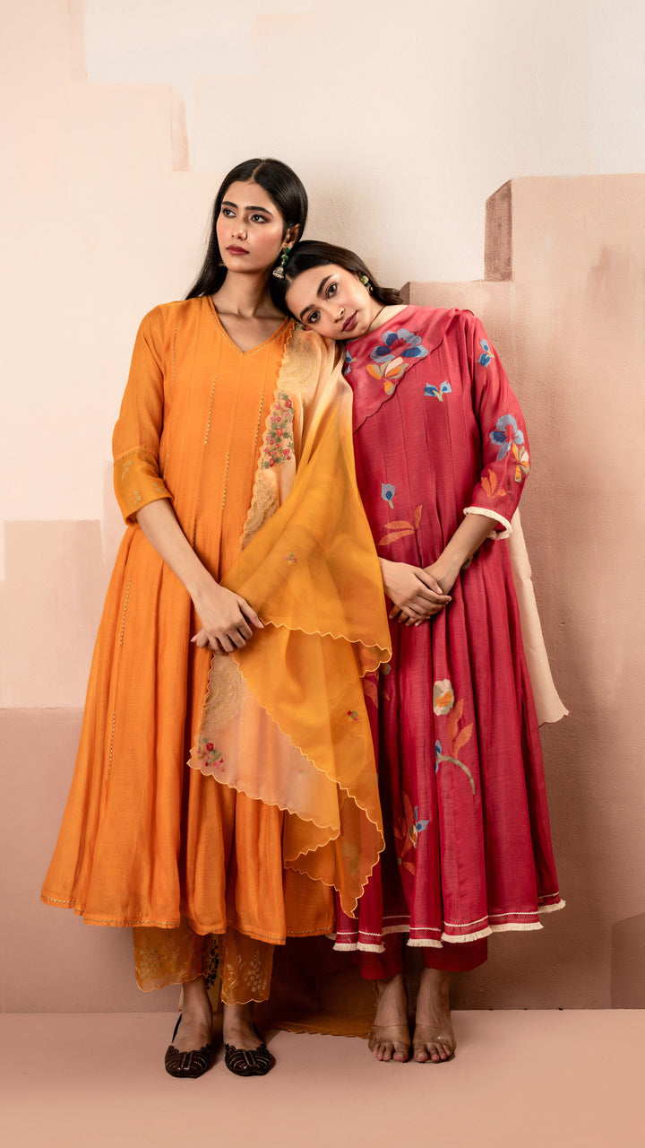 Ruhani Anarkali Set (Orange)