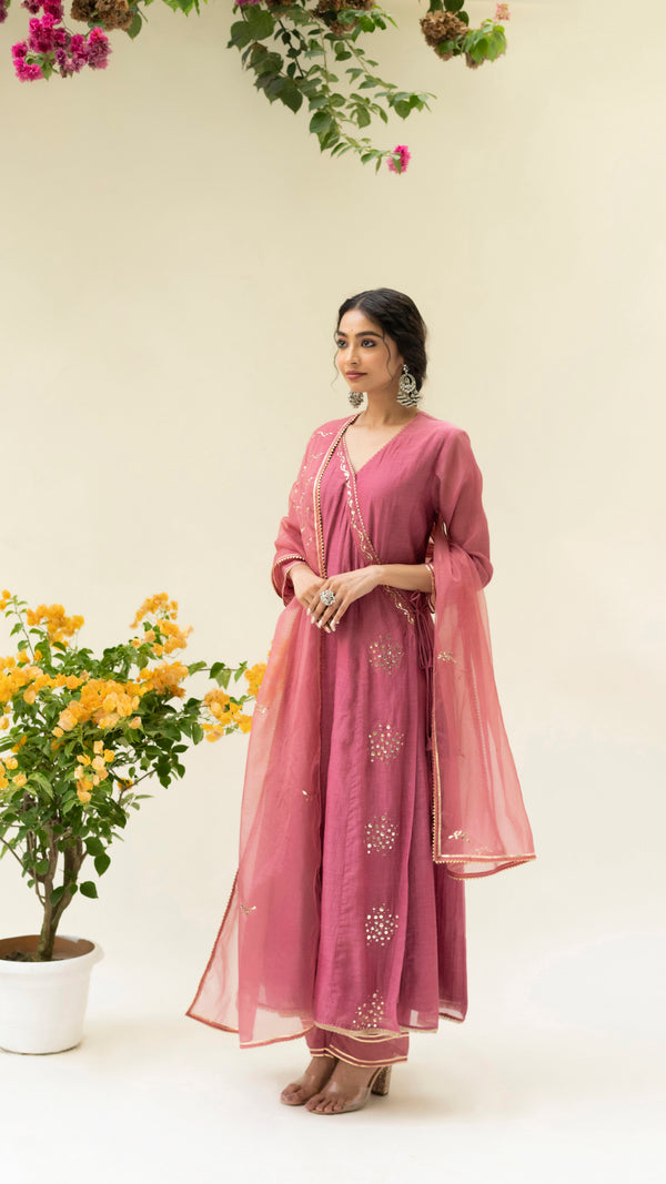 Muskat Angrakha Set (Plum Pink)