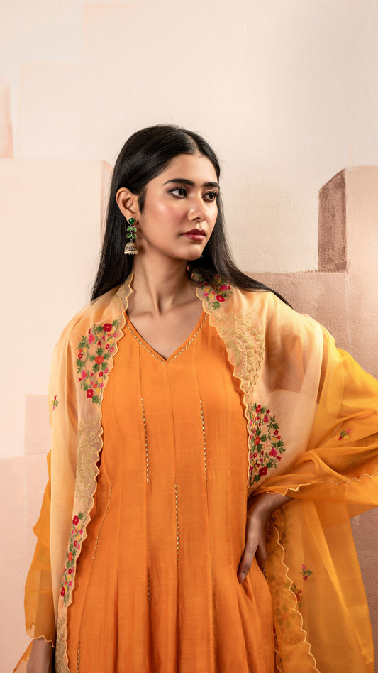 Ruhani Anarkali Set (Orange)