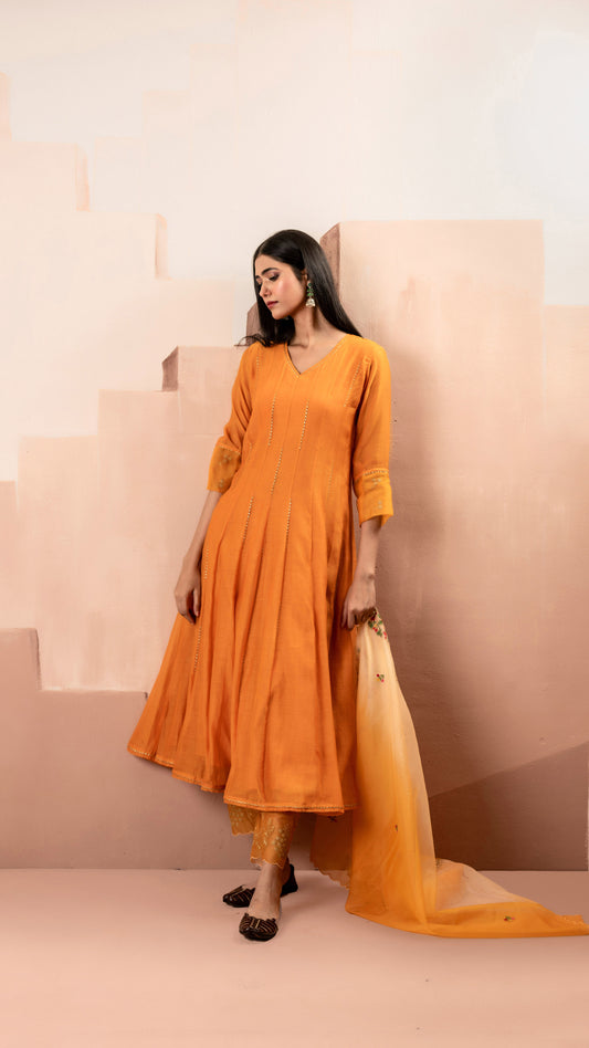 Ruhani Anarkali Set (Orange)