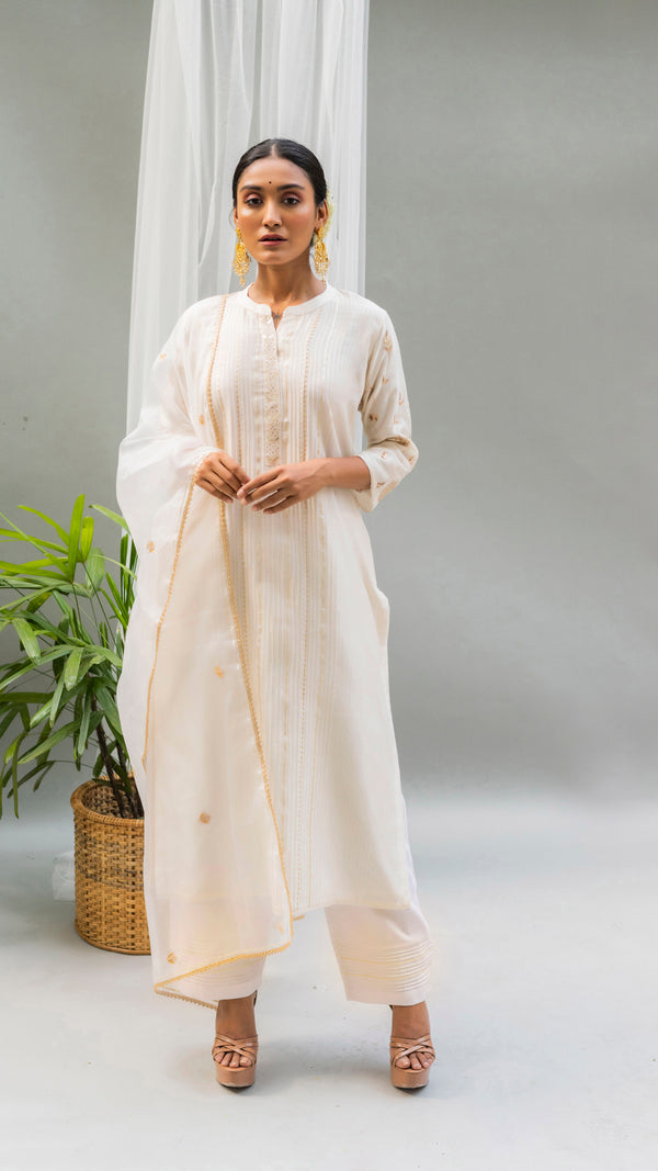 Alia Kurta Set (Pearl White)