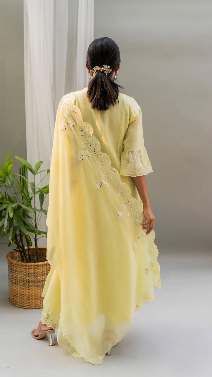 Saadgi A-line Kurta Set (Lemon)