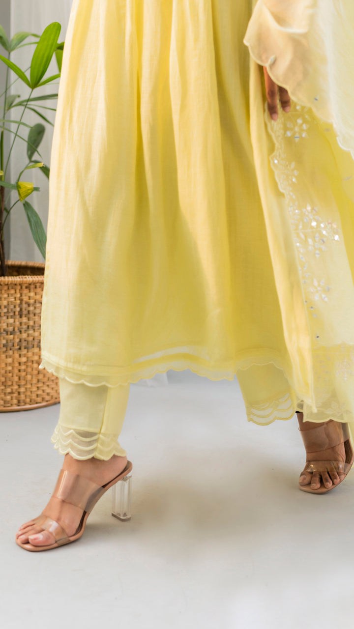 Saadgi A-line Kurta Set (Lemon)