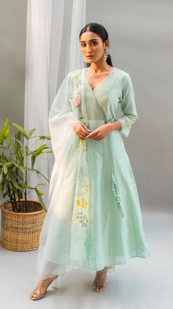 Seher A-line Kurta Set (Aqua Green)