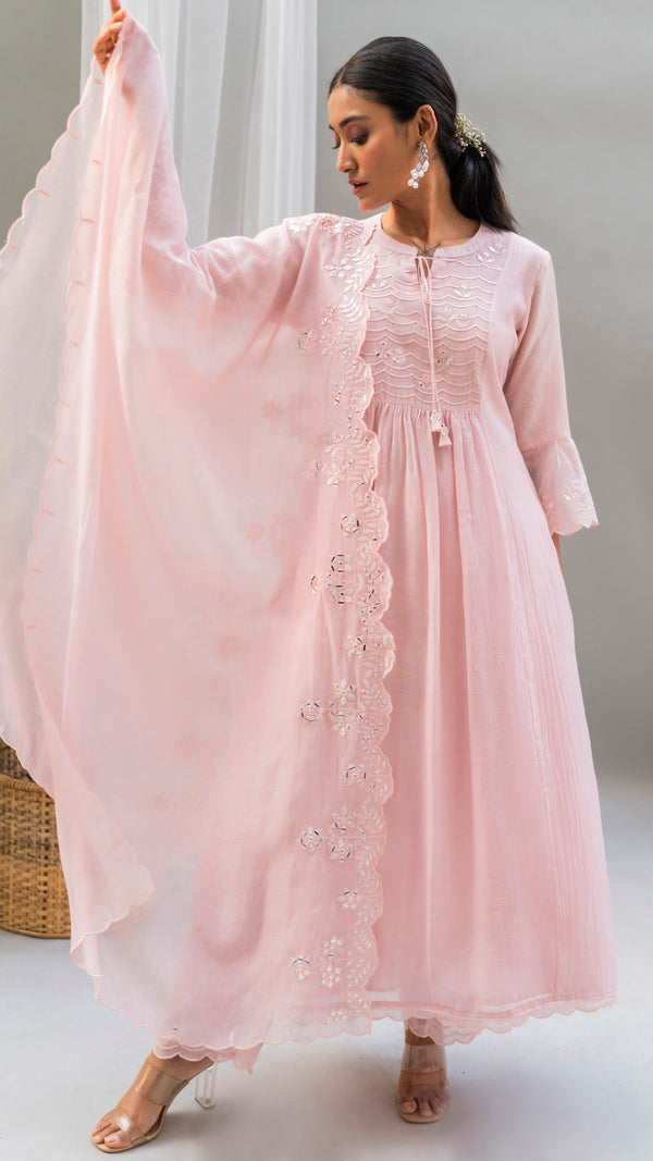 Saadgi A-line Kurta Set (Baby Pink)