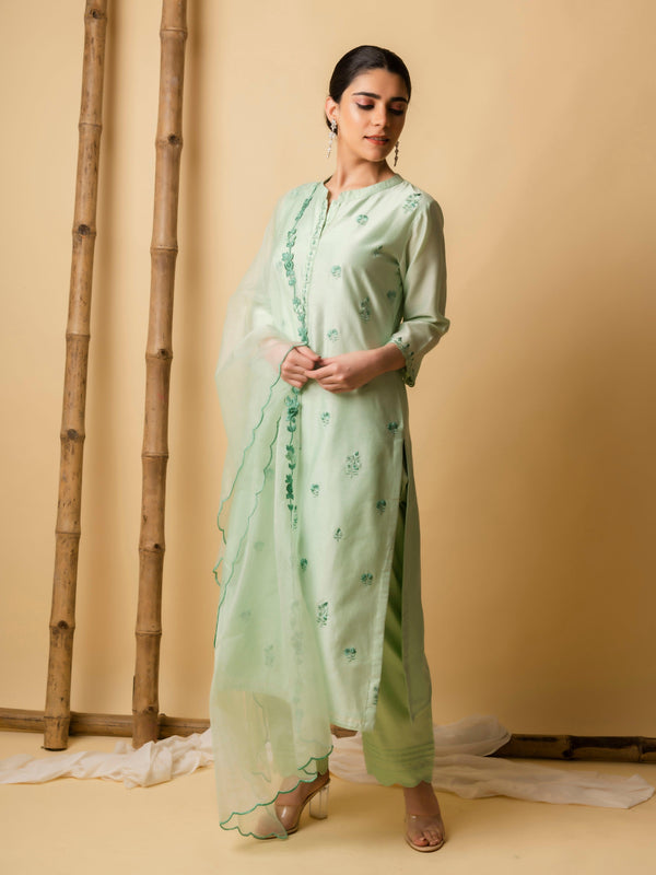 AM Lajjoo Kurta Set (Pistachio Green)